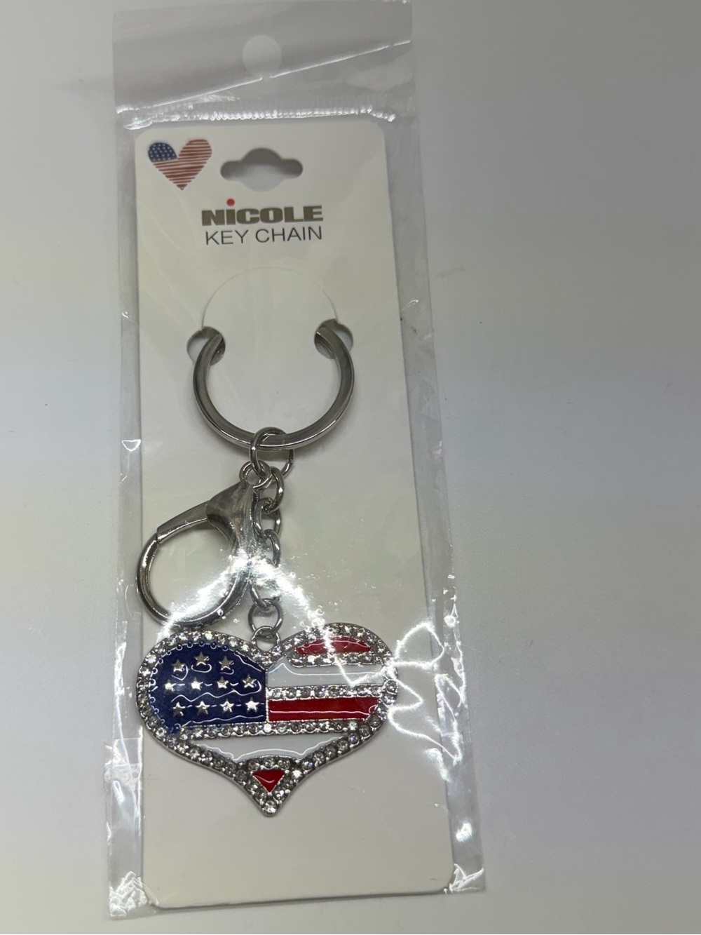 Keychain with American Flag Heart